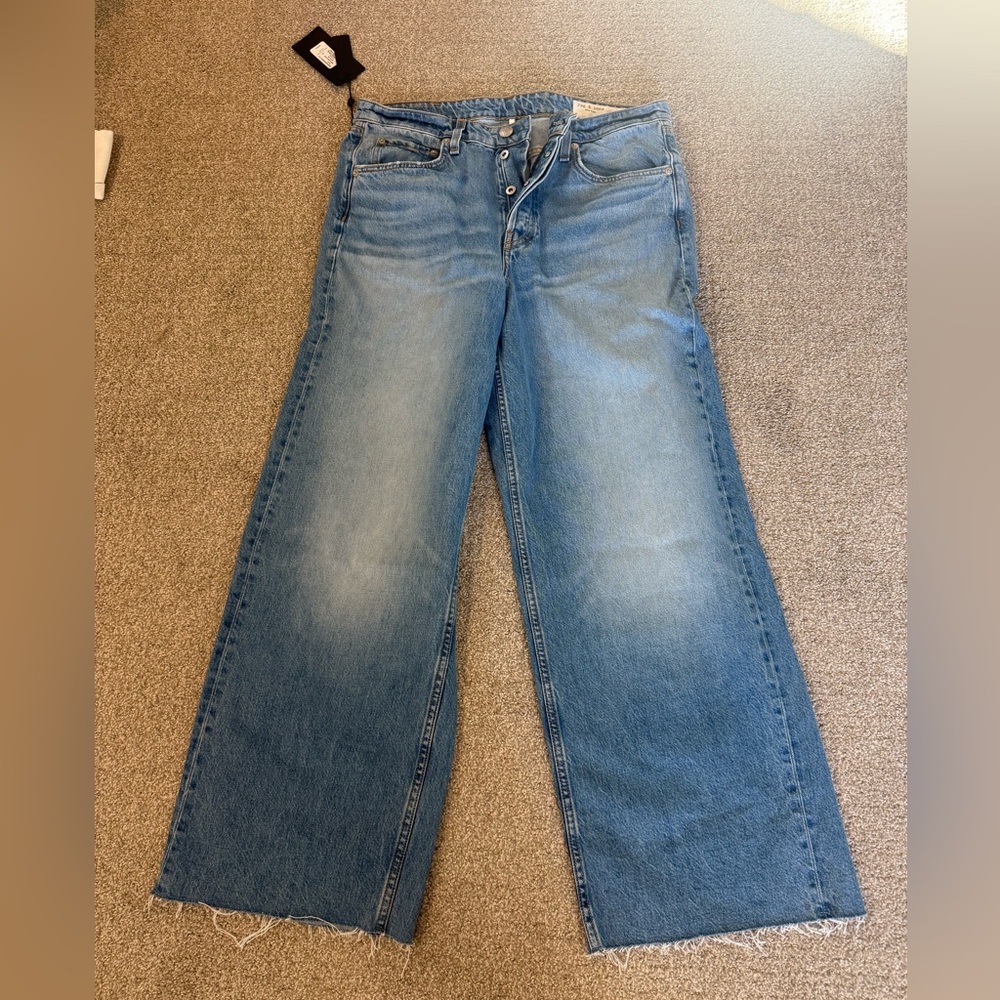 Rag & Bone Light Blue Wide Leg Relaxed Button Down Jeans